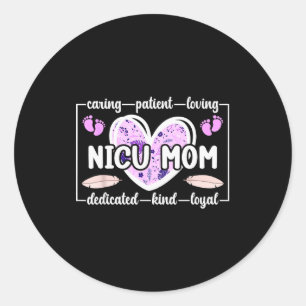Nicu Mom Of Nicu Warrior Heart Micro Preemie Baby Classic Round Sticker