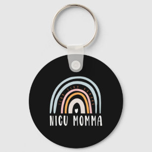 Nicu Momma Retro Boho Rainbow Colourful Nicu Mum T Key Ring