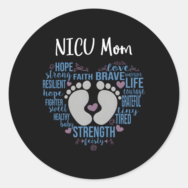 Nicu Mum Preemie Or Nicu Mummy Blue Classic Round Sticker (Front)