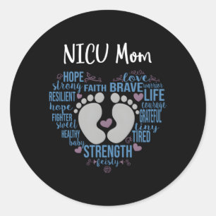Nicu Mum Preemie Or Nicu Mummy Blue Classic Round Sticker