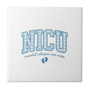 NICU Nurse Baby Feet Plaid Lettering Shirt Design_ Tile