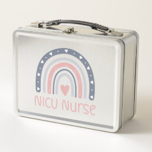 NICU Nurse Boho Rainbow NICU Nurse Gifts NICU N Metal Lunch Box