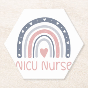 NICU Nurse Boho Rainbow NICU Nurse Gifts NICU N Paper Coaster