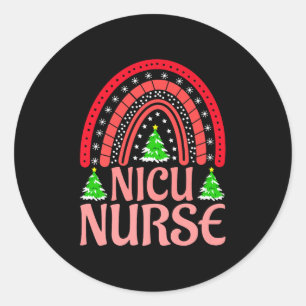 Nicu Nurse Christmas Crew Nurselife Nursing Xmas P Classic Round Sticker
