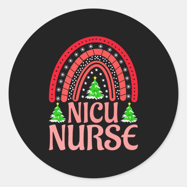 Nicu Nurse Christmas Crew Nurselife Nursing Xmas P Classic Round Sticker (Front)