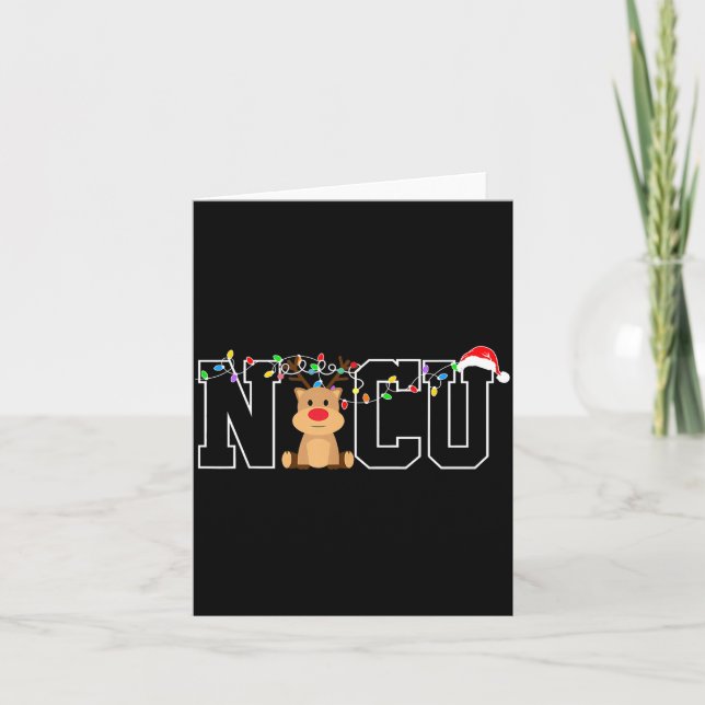 Nicu Nurse Christmas Reindeer Festive Nurse Gift  Card (Front)