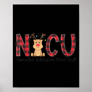 Nicu Nurse Christmas Reindeer Neonatal Intensive C Poster