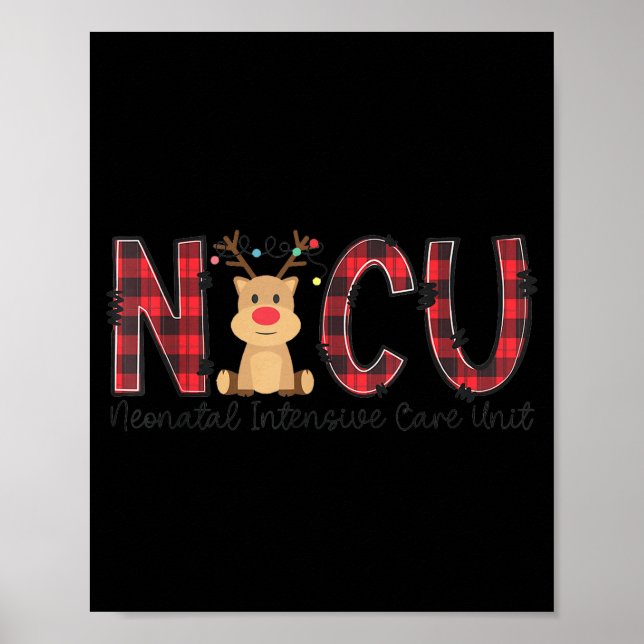 Nicu Nurse Christmas Reindeer Neonatal Intensive C Poster (Front)