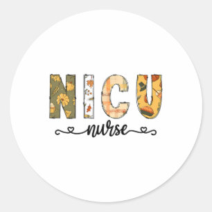 Nicu Nurse Fall Halloween For Women Men Classic Round Sticker