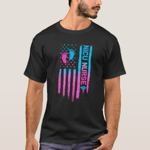 Nicu Nurse Flag Vintage Retro Nurse Icu Patriotic T-Shirt