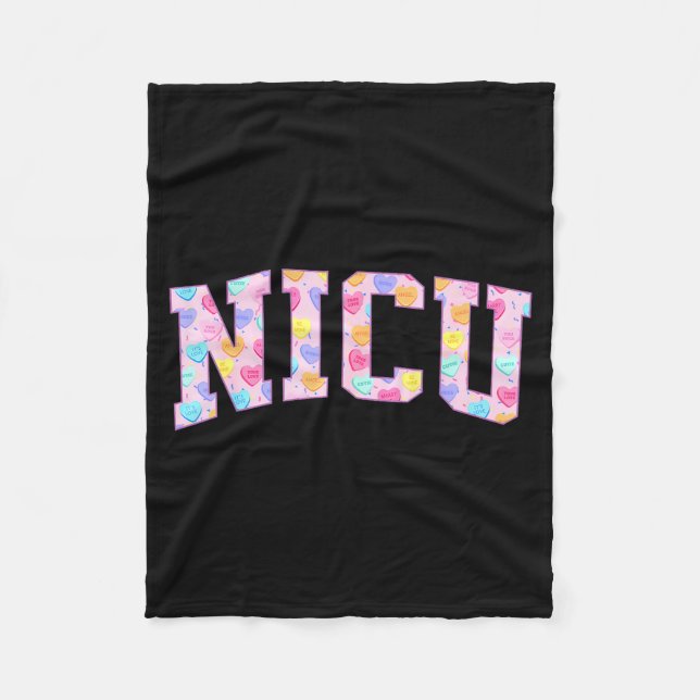 Nicu Nurse Heart Valentines Day Neonatal Intensive Fleece Blanket (Front)