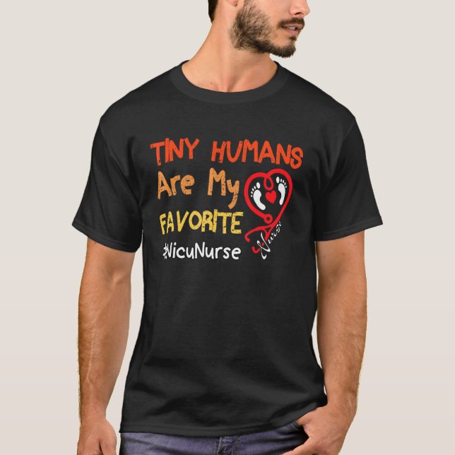 Nicu Nurse Icu Neonatal Boho Tiny Humans Are My Fa T-Shirt (Front)