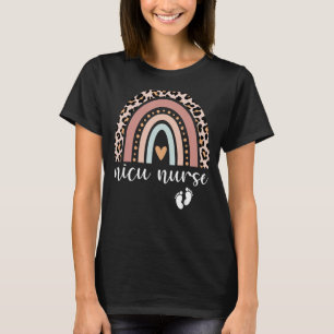 Nicu Nurse Icu Neonatal Leopard Boho Rainbow Nurse T-Shirt