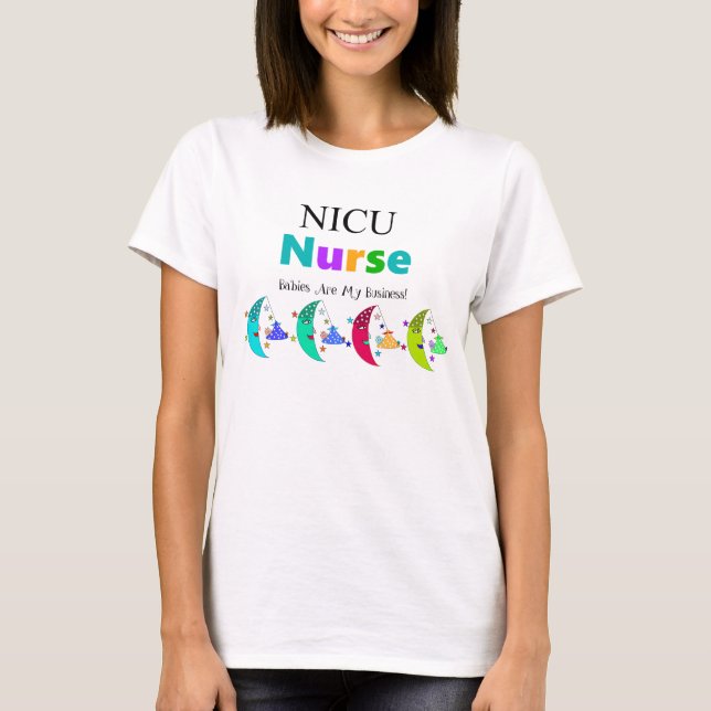 NICU Nurse Moon Stars and Babies T-Shirt (Front)