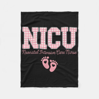 Nicu Nurse Neonatal Care Pink Gingham Heart Baby F Fleece Blanket