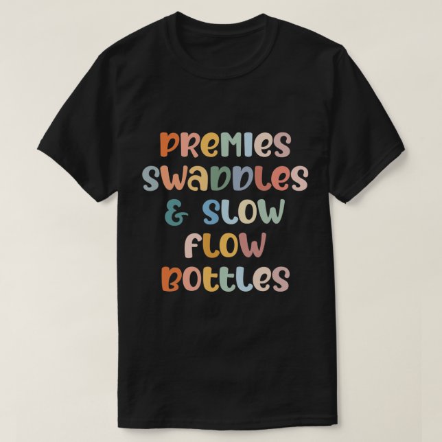 NICU Nurse Neonatal Premies Swaddles & Bottles Tin T-Shirt (Design Front)