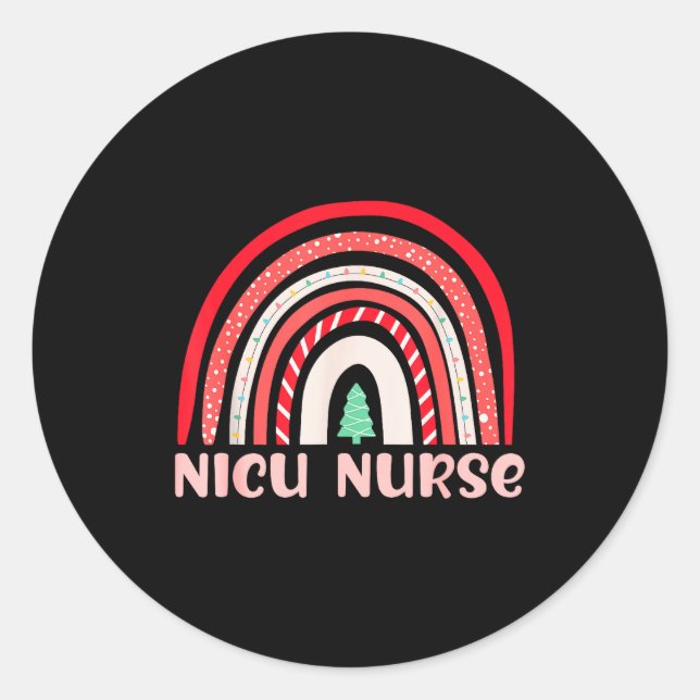 Nicu Nurse Neonatal Tiny Crew Christmas Holiday Nu Classic Round Sticker (Front)
