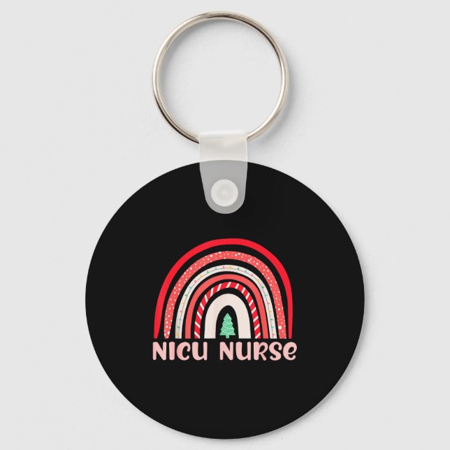 Nicu Nurse Neonatal Tiny Crew Christmas Holiday Nu Key Ring (Front)