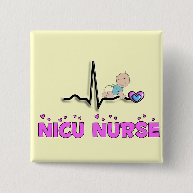 NICU Nurse QRS Design 15 Cm Square Badge (Front)
