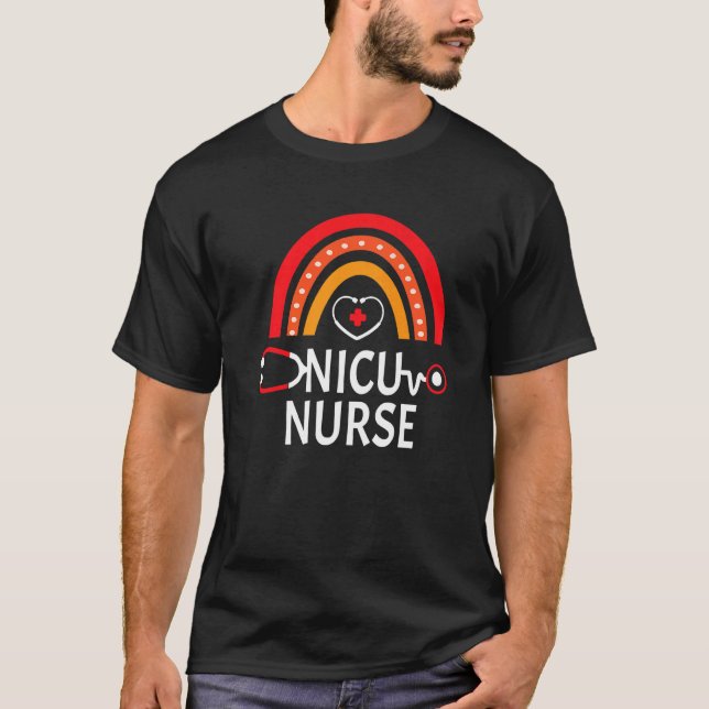 Nicu Nurse Rainbow Icu Neonatal Team Tiny Humans R T-Shirt (Front)