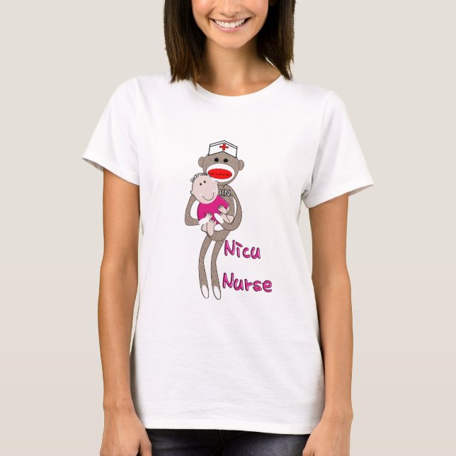 Nicu Nurse Sock Monkey Design Gifts T-Shirt (Front)