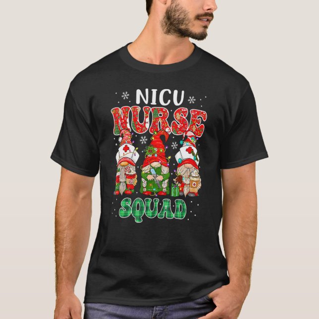 NICU Nurse Squad Christmas Gnomes Cute Neonatal Nu T-Shirt (Front)