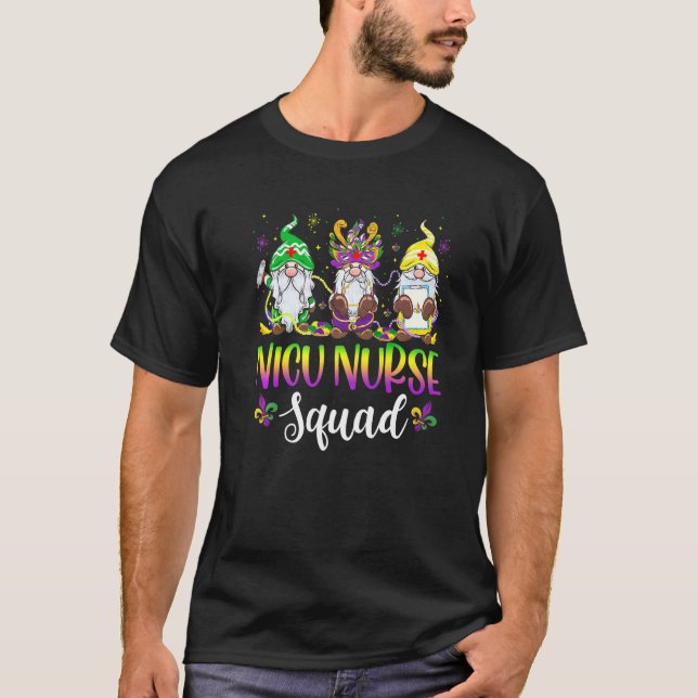 Nicu Nurse Squad Gnomes Crew Mardi Gras Festival P T-Shirt (Front)