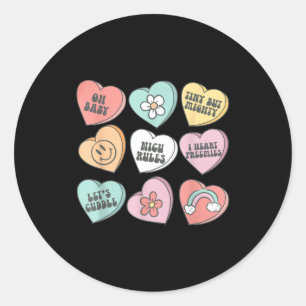 Nicu Nurse Valentine's Day Heart Candy Neonatal Ic Classic Round Sticker