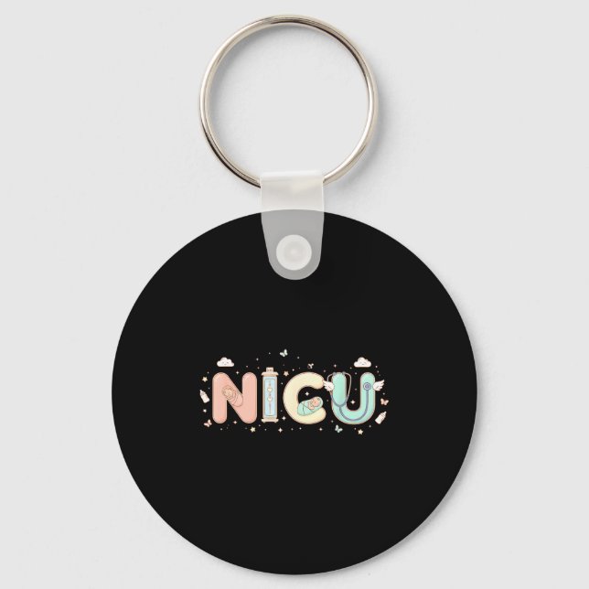 Nicu Nurse Valentine's Day Heart Stethoscope Scrub Key Ring (Front)