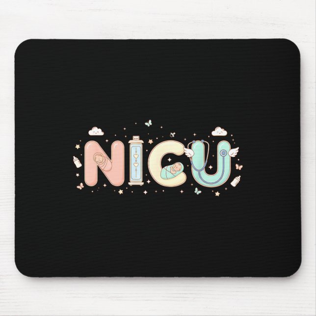 Nicu Nurse Valentine's Day Heart Stethoscope Scrub Mouse Mat (Front)