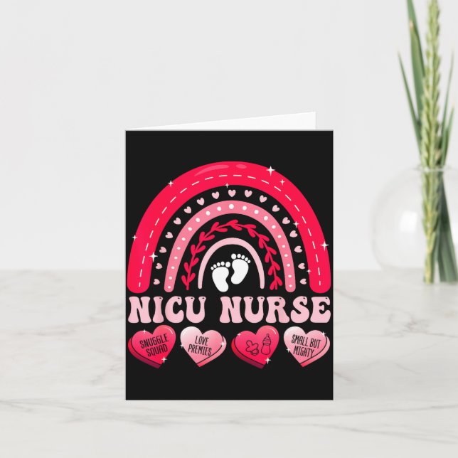 Nicu Nurse Valentines Day Rainbow Neonatal Rn Hear Card (Front)