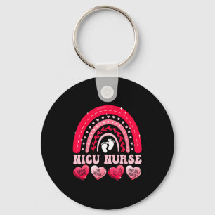 Nicu Nurse Valentines Day Rainbow Neonatal Rn Hear Key Ring