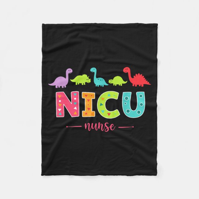 Nicu Nurse With Cute Dinosaurs Pediatric For Women Fleece Blanket (Front)