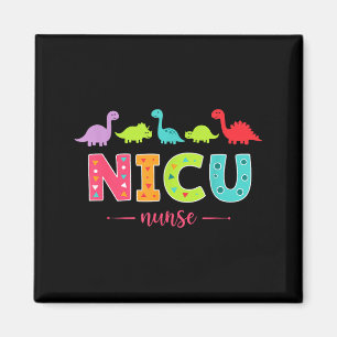 Nicu Nurse With Cute Dinosaurs Pediatric For Women Magnet