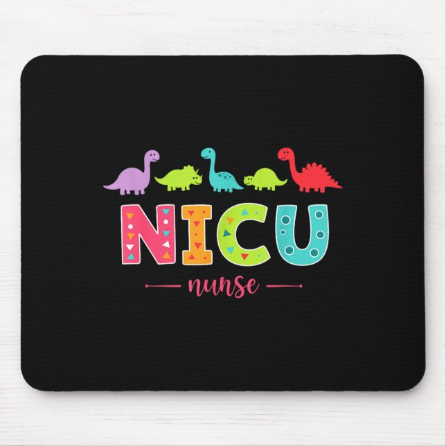 Nicu Nurse With Cute Dinosaurs Pediatric For Women Mouse Mat (Front)