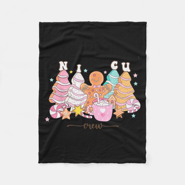 Nicu Nurse Xmas Gingerbread Neonatal Intensive Car Fleece Blanket (Front)