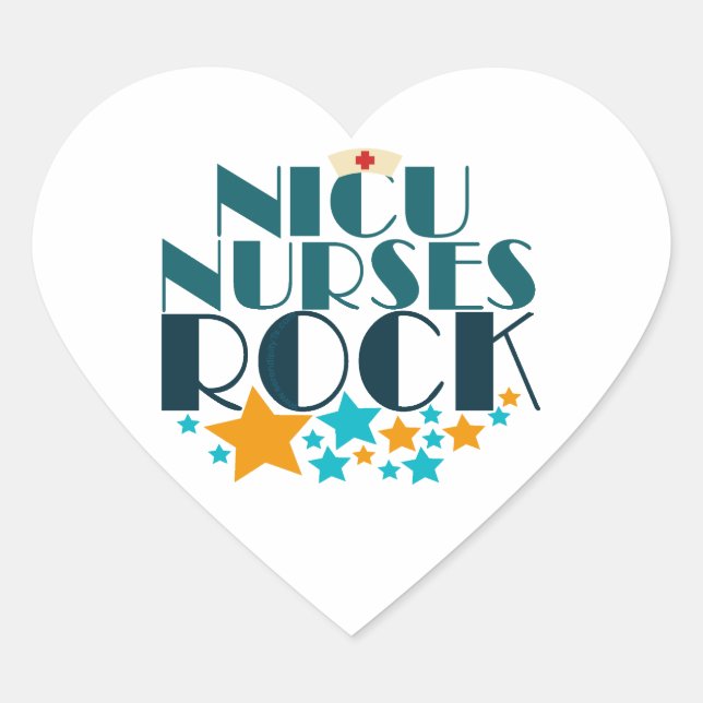 NICU Nurses Rock Heart Sticker (Front)