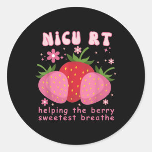 Nicu Rt Strawberry Pink Sweet Strawberries Nurse W Classic Round Sticker