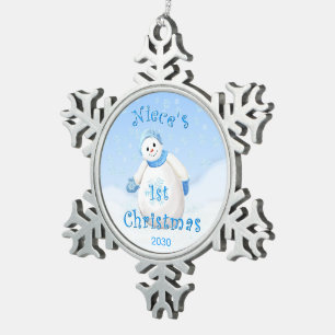 Niece 1st Christmas Keepsake Snowflake Pewter Christmas Ornament