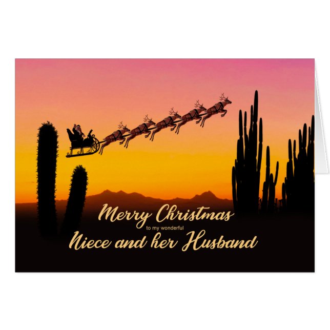 Niece and Husband Christmas Santa Over Desert (Front Horizontal)