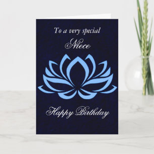 Niece - Birthday - Blue Lotus on Black Card