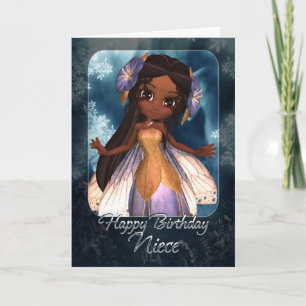 Niece Birthday Card - Cute Blue Fairy