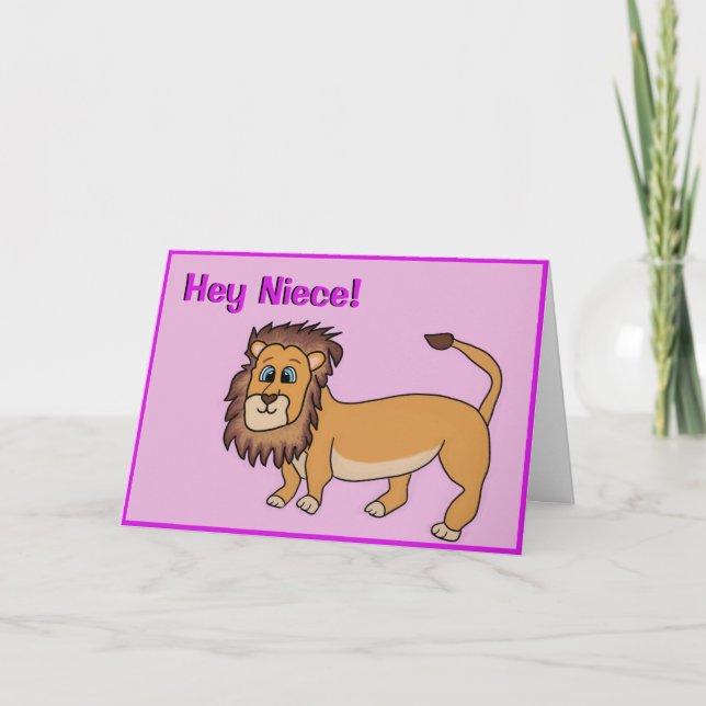 Niece Birthday Card - Cute Lion (Front)