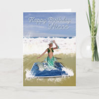 Niece Birthday Card - Fantasy Art Mermaid - Washed