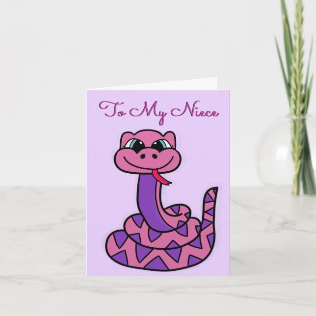Niece Birthday Card - Funny Snake (Front)