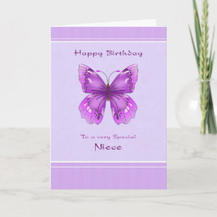 Niece Birthday Card - Purple Butterfly