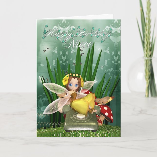Niece Birthday card with moonies Fall fairy (Front)