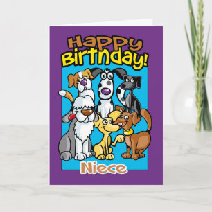 Niece, Birthday Celebration Dogs, Lots of dogs Card