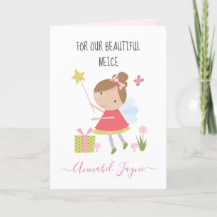 Niece birthday fairy girls pink whimsical  card