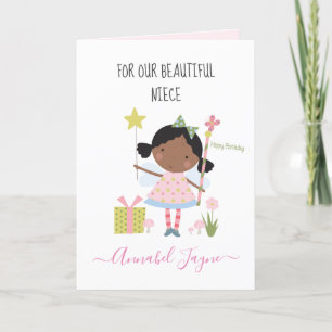 Niece birthday fairy pink whimsical card